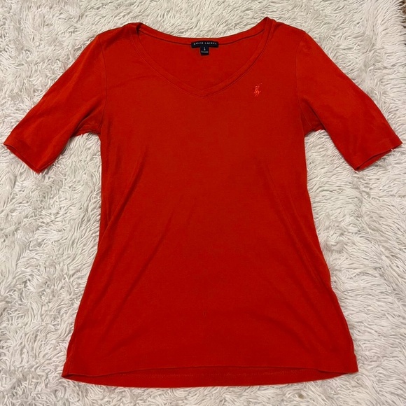 Ralph Lauren Cap-Sleeved V-Neck T-Shirt - Picture 1 of 5